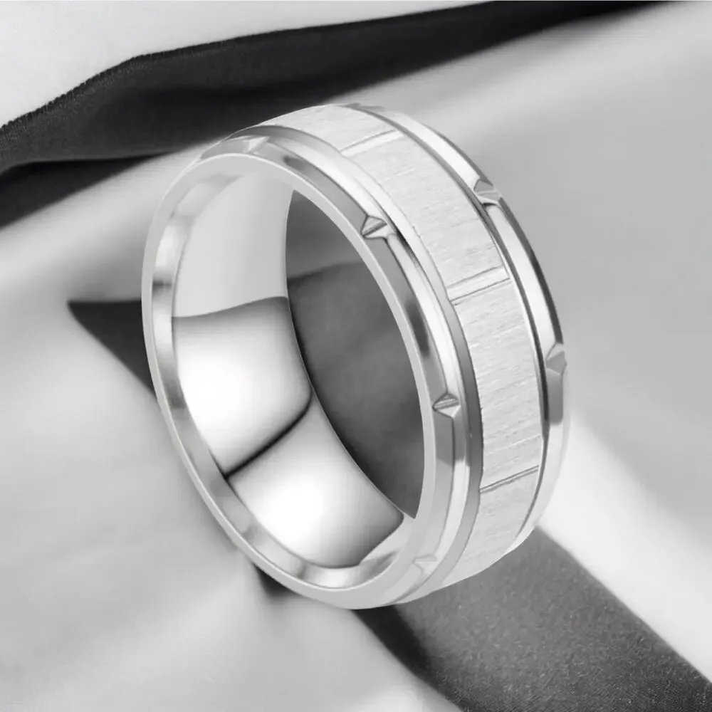 NEW 18K white gold plated men's wedding band ring jewelry size 10 B21B